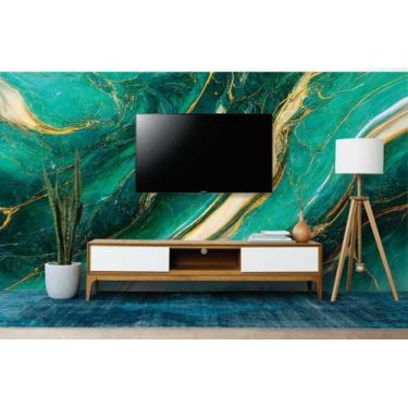 Imagem de Papel de Parede Painel 3D Mármore Verde e Dourado  3,5M Revestimento A