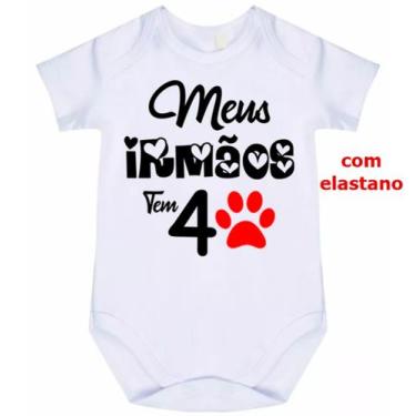 Imagem de body bebê meus irmãos tem 4 patas cód 1735 - nick aloha, Branco, P