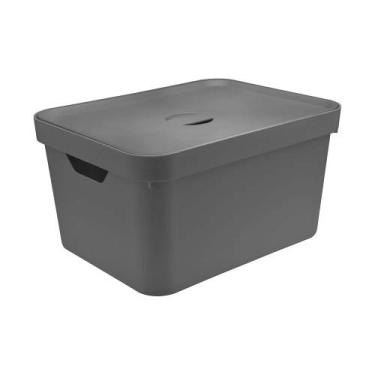 Imagem de Caixa Organizadora Chumbo com Tampa Cube 32L Ou, U