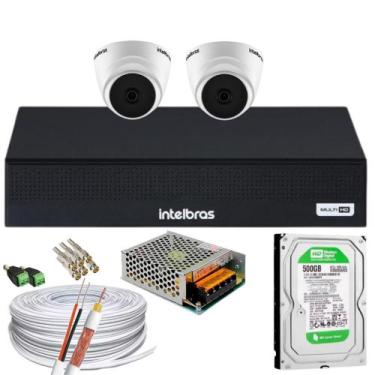 Imagem de Kit 2 Câmeras 1220D Mic Internas dvr mhdx 1004-C 500GB C/ Microfone - 