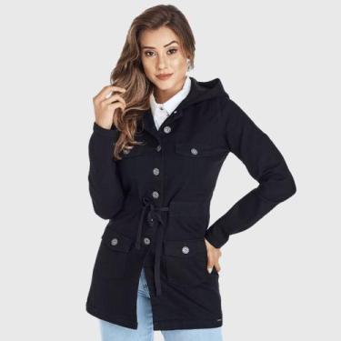 Imagem de Jaqueta Jeans HNO Jeans Influencer Parka Premium Com Capuz Preto, G