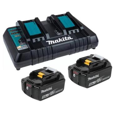 Imagem de Kit Carregador Duplo Rapido Dc18rd 2 Baterias 18v 5ah Makita 110v