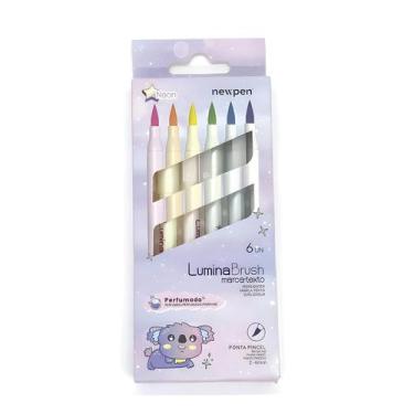 Imagem de Marca Texto Newpen Lumina Brush Highlighter Neon 6 Cores 