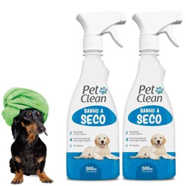 Imagem de Kit 2 Banho a Seco Cães Gatos 500ml Líquido Spray Hidrata - Pet Clean