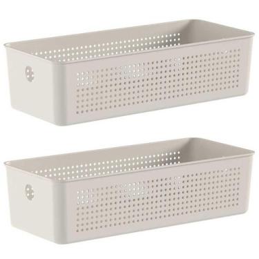 Imagem de 2x Cestos 4,5L Organizador OU Flow Bege 9cm x 15cm x 34cm