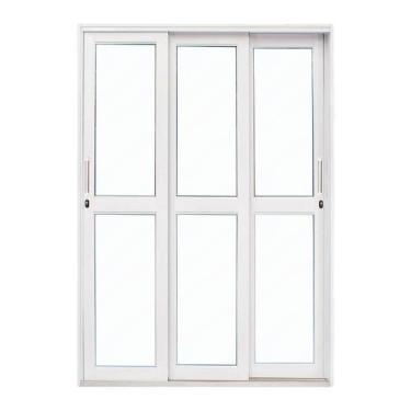 Imagem de Porta de Correr em Aço Branco 215x200x14 cm 3 Folhas Móveis VL Ideal C