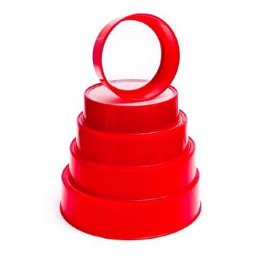 Imagem de Kit de peneiras 5 unid tamanhos diferentes dasshaus, Vermelho
