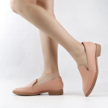 Imagem de Mocassim Salto Bloco Couro - NEFTALI, Pêssego, 36