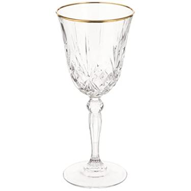 Imagem de Lorren Home Trends Copo de vinho tinto de cristal da coleção Siena com design de banda dourada, conjunto de 4, 221 ml