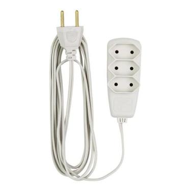 Imagem de Extensão Elétrica 2p Pl 3m 2x0,75 10a Nbr 3 Tomadas Branca - PIAL