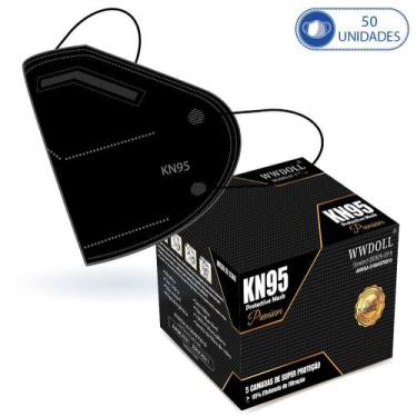 Imagem de 50 Máscaras KN95 Premium Descartáveis Preta WWDoll