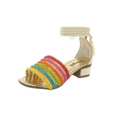 Imagem de Sandalia Infantil Menina  Salto Grosso Confortável  Brilho Tiras Color