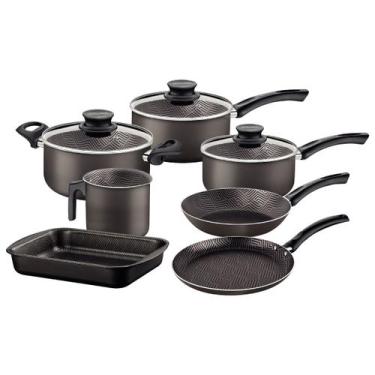 Imagem de Jogo de Panelas Tramontina Paris 7 Peças Cinza em Alumínio Antiaderent