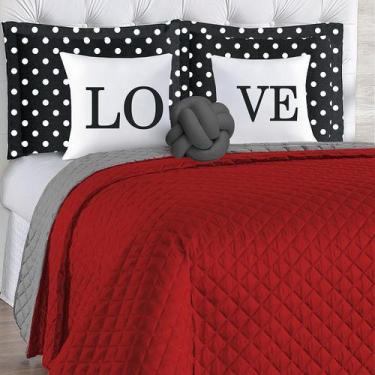 Imagem de Kit Cobre Leito Love Nó Dupla Face Casal Padrão 8pç Vermelho Lovely De