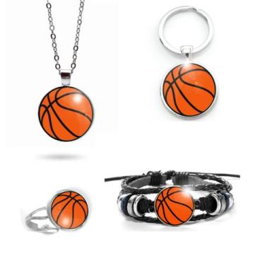 Imagem de Combo Basquete Unissex Pulseira + Anel + Chaveiro + Colar - RECANTOAST