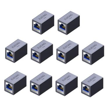 Imagem de ZUZONG Acoplador RJ45 de 10 GB, adaptador extensor Ethernet de linha de 10 Gbps para cabo Cat8/Cat7/Cat6a/Cat6/Cat5e/Cat5, modem de roteador de PC, PS5, Xbox fêmea para fêmea (10 peças)