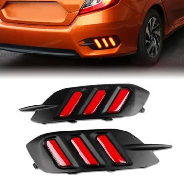 Imagem de BIHEE Luz de para-choque para Honda Civic 2016-2021 Lâmpada refletora de para-choque traseiro de LED 2 cores, luzes de freio e neblina traseiras para Honda Civic Sedan, 1 par