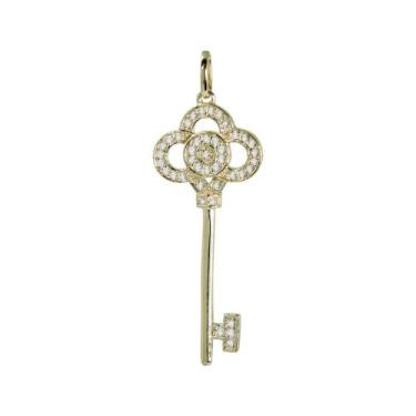 Imagem de Pingente Prata c/ Ouro 18K Chave com Zircônia 37x15mm - Convex