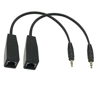 Imagem de Seadream 2 pacotes de 30 cm DC 3,5 mm estéreo para soquete fêmea RJ45 adaptador de áudio balun extensor sobre cabo Ethernet Cat5/6/7 até 300 m