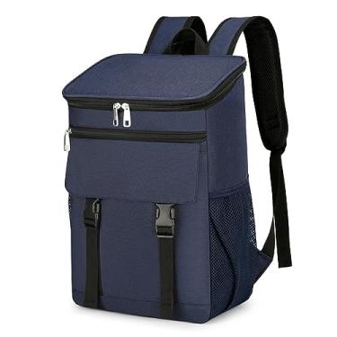 Imagem de Mochila Térmica Isolada à Prova D'água, Mochila de Piquenique de Grande Capacidade Com Tecido Oxford para Camping, Caminhada e Atividades Ao Ar Livre, Cinza e Laranja (BLUE)