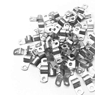 Imagem de 20 peças, alça de dois furos, suporte em U, clipes de tensão, braçadeira de tubulação, geladeira/freezer - clipe de ferro - para reparo de bobinas de evaporador (prata)