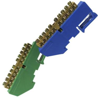 Imagem de Kit Barramento Neutro e Terra para Trilho Din 10 Furos Terminal Barra 