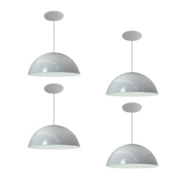 Imagem de Kit 4 Luminária Pendente Meia Lua 50cm Interior Branco Brilho Com Fiaç