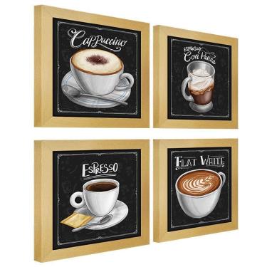 Imagem de Quadro Decorativo Café Expresso Padaria 20X20Cm 4 Un Marfim