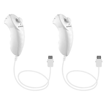 Imagem de Ankey 2 pacotes de substituição para controle remoto Nunchuck para console Nintendo Nunchuk Wii U branco