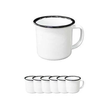 Imagem de 6un caneca esmaltada roça branca rústico 300ml - YAZI