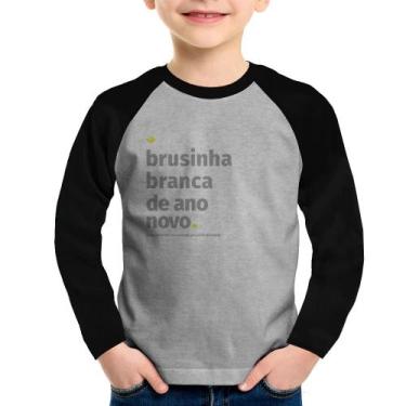 Imagem de Camiseta Raglan Infantil Brusinha branca de ano novo Manga Longa - Foc