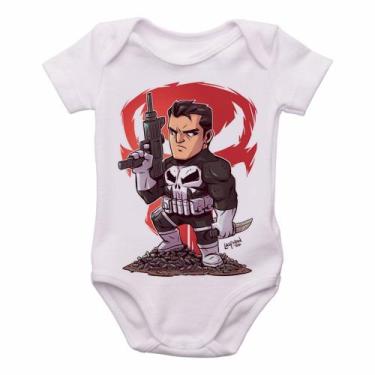 Imagem de body nenê criança roupa bebê Justiceiro - Empório Dutra, GG  (9-13 Mes