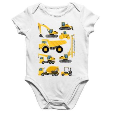 Imagem de Body Bebê Algodão Veículos de construção - Foca na Moda, Branco, P