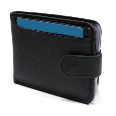 Imagem de Carteira Masculina em Couro Fecho de Botão Com Porta Cartão e CNH Envi