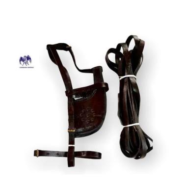 Imagem de Tapa Olho para cavalo com rédea de couro - Correaria império