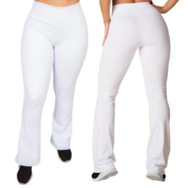 Imagem de Calça Boca de sino Branca, Flare, Cintura Alta, Leggin, Moda Feminina,