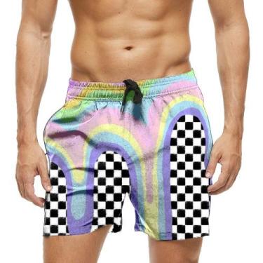 Imagem de Short Praia Shorts Banho Bermuda Verão Xadrez Gosma Chroma 1041 - SMOK