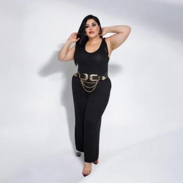 Imagem de Macacão Plus Size Regata Com Bolso - luh may, Preto, XG
