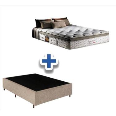 Imagem de Conjunto: box suede bege+ colchão herval imperatore molas ensacadas ca