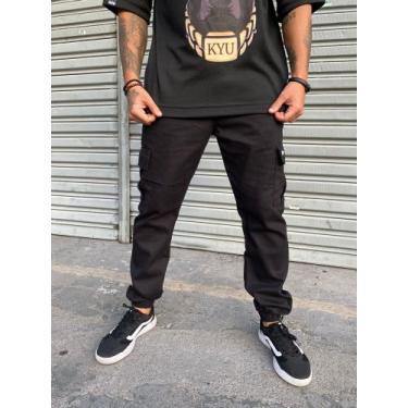 Imagem de Calça Masculina Jogger Cargo Black Algodão - lifestyle, M
