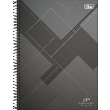Imagem de Caderno Quadriculado 7x7 mm 80 Folhas Zip Tilibra, Cinza