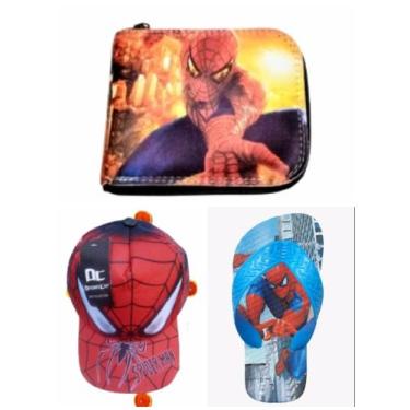 Imagem de Chinelo bone e carteira do homem aranha , kit 3 em 1 ,super presente p