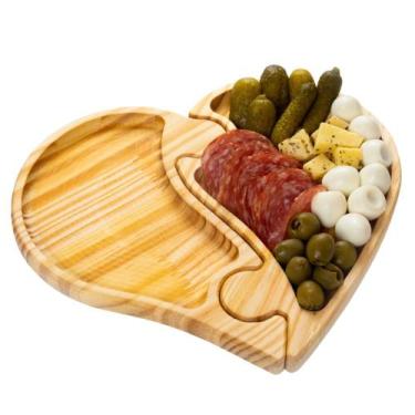Imagem de Petisqueira de Madeira Coração Pinus Dupla Frios Fondue - Carmisini