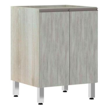 Imagem de Balcão Sem Tampo 60cm Luci Legno Crem e Concreto - LUCIANE