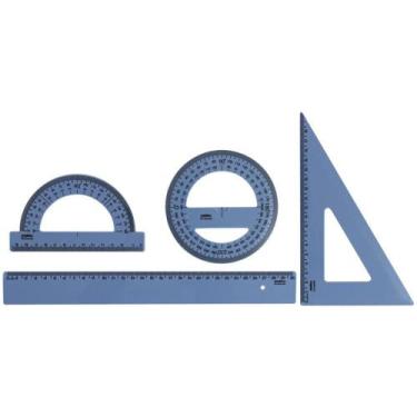 Imagem de Conjunto para Desenho NEW Line Waleu - Régua 30CM + Esquadro 60 + Tran