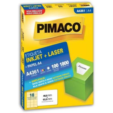 Imagem de Etiqueta A4 A4361 100 Folhas 46,5 X 63,5 MM Caixa com 1800 - Pimaco