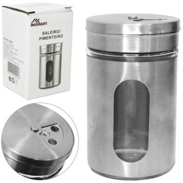 Imagem de Saleiro / paliteiro / pimenteiro de mesa vidro / inox 100ml - MEGAGIFT