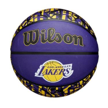 Imagem de Bola de Basquete Oficial Times NBA Team Graffiti 7 Outdoor Wilson, Lak