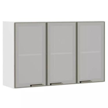 Imagem de Armário Aéreo 120cm 3 Portas em Alumínio Inox e Vidro Reflecta Prata P