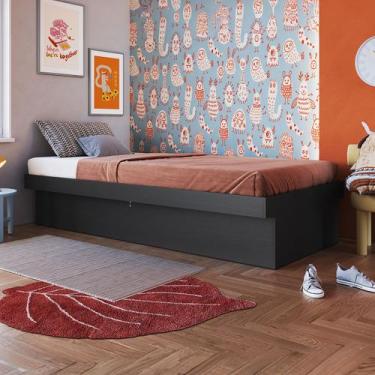 Imagem de Cama de Solteiro Bogotá com Baú Grafite - Art In Móveis, Cinza, Modern